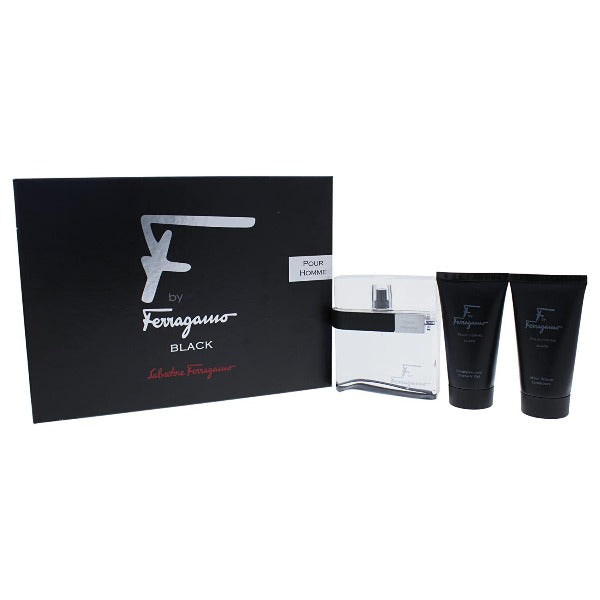 Salvatore Ferragamo F By Ferragamo Pour Homme Black 3 Piece Gift Set