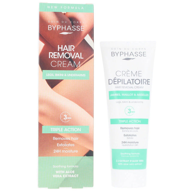 Byphasse Aloe Vera – Hair Removal Cream for Women, For All Skin Types, For Legs, 125 ml
