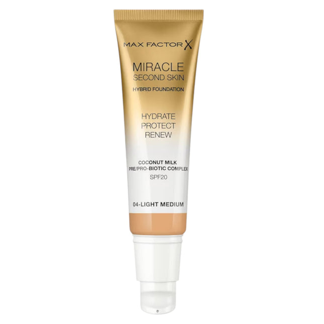 Max Factor Miracle Touch Second Skin Foundation SPF20 30ml - 4 Light Medium, 30 ml for Unisex