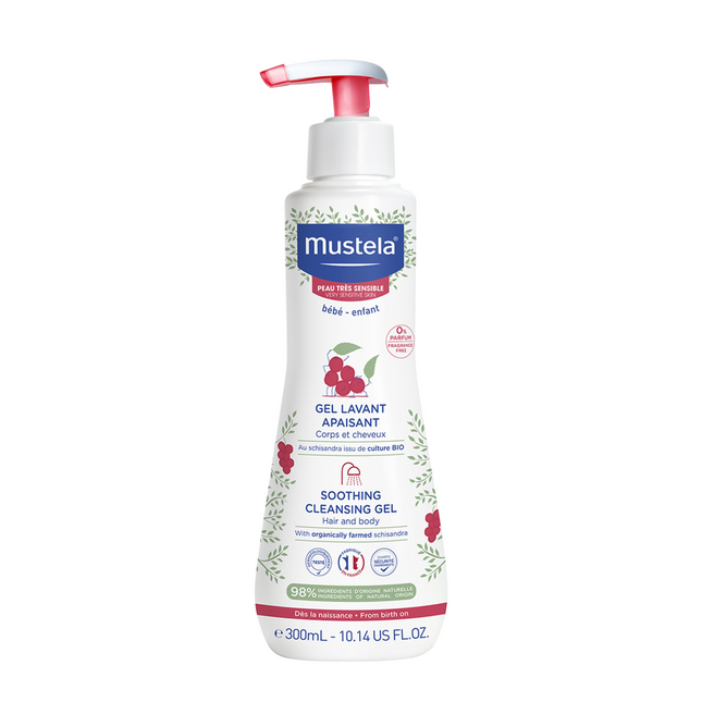 Mustela Schisandra Cleansing & Soothing – Shower Gel for Children, For Hair & Body, For Very Dry To Atopic Sensitive Skin, 300 ml