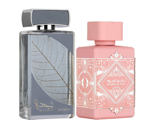Lattafa Badee Al Oud Noble Blush + Lattafa Najdia Intense Bundle PerfumeBox.com