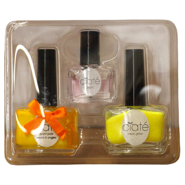 Ciaté Corrupted Neon Manicure Gift Set 13.5ml Neon Orange Nail Polish + 10g Neon Glitter + 5ml Black Light Top Coat for Women
