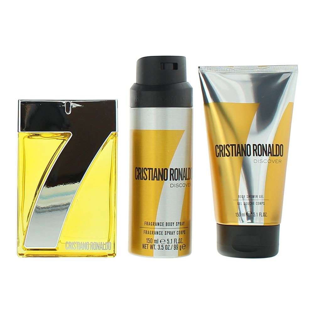 Cristiano Ronaldo CR7 Discover Gift Set 100ml EDT + 150ml Shower Gel + 150ml Body Spray for Men