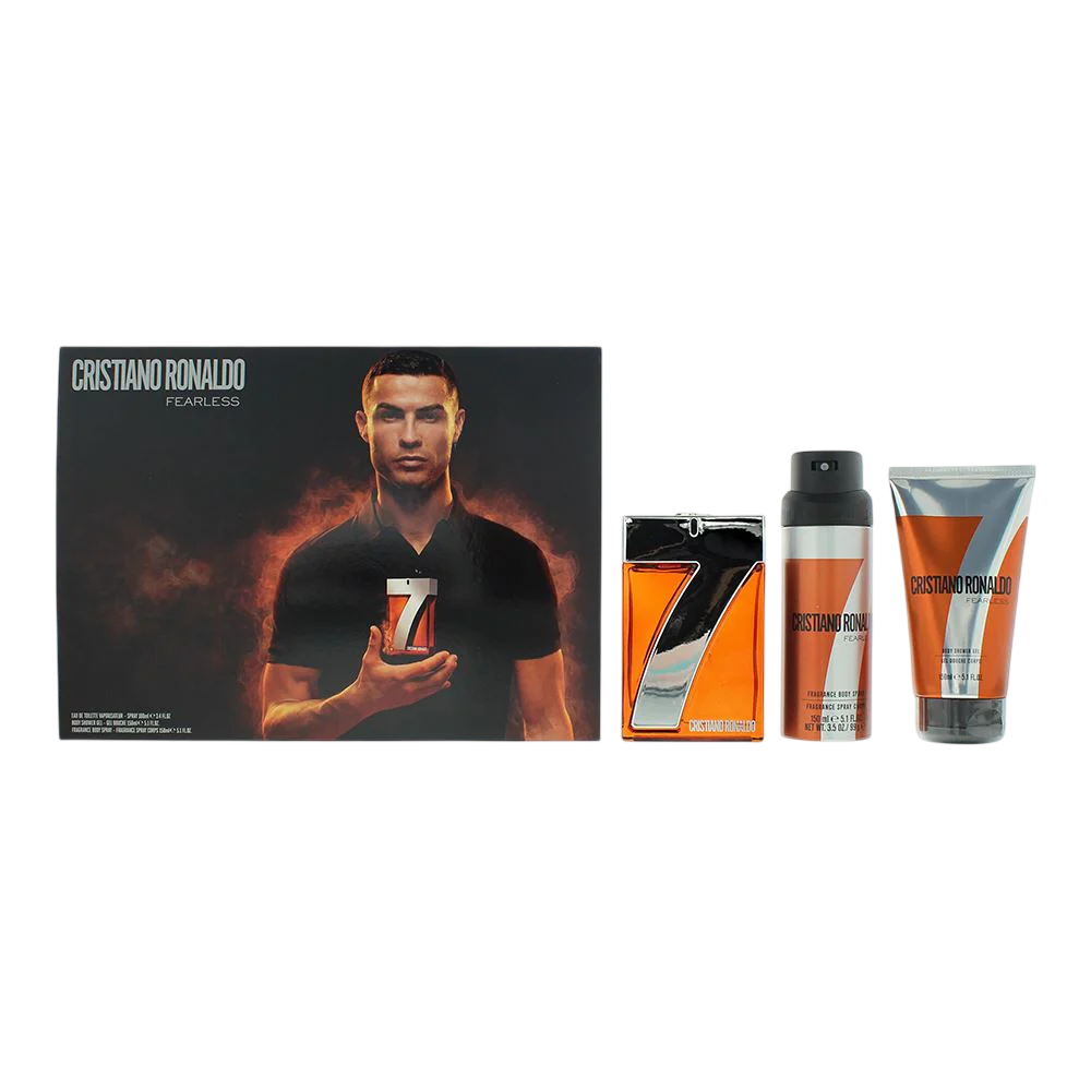 Cristiano Ronaldo CR7 Fearless Gift Set 100ml EDT + 150ml Shower Gel + 150ml Body Spray for Men