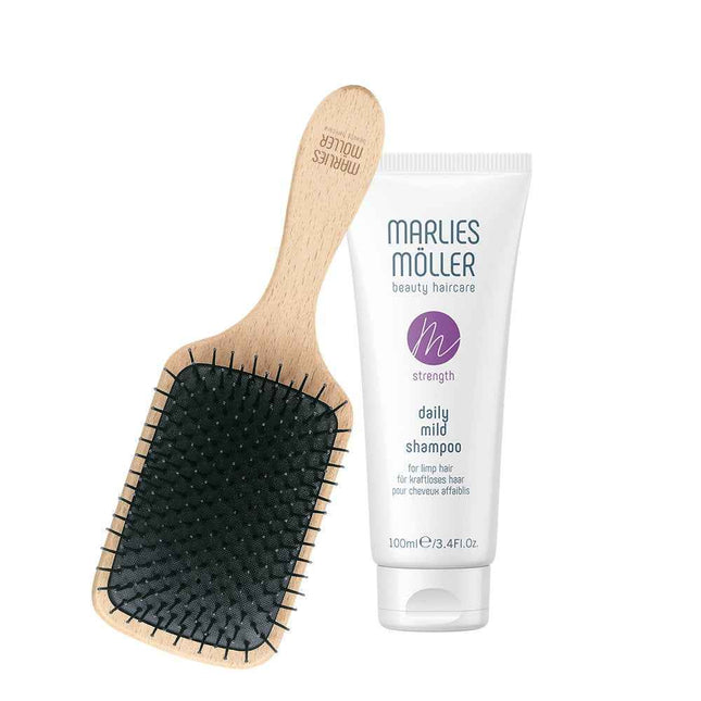 Marlies Moller Set Marlies Moller: Marine Moisture Scalp Brush + Daily Mild Silicone Free – Hair Shampoo Unisex, Deep Cleansing, 100 ml