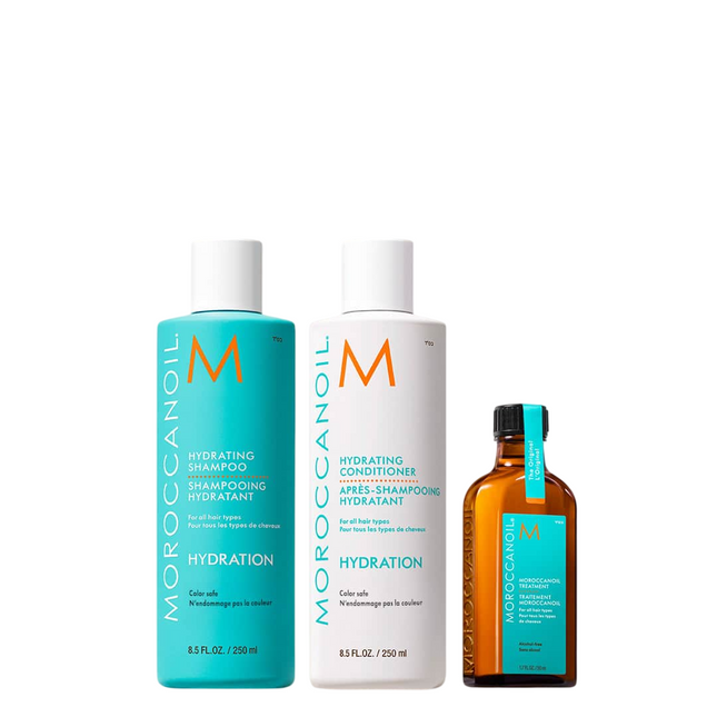 Moroccanoil Hydrating Gift Set 250ml Shampoo + 250ml Conditioner + 50ml Treatment + Bag for Unisex